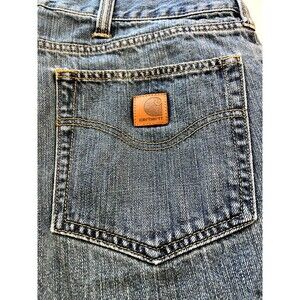 Men's Carhartt Relaxed Fit Boot Cut Medium Wash Work wear Jeans Size 42x34